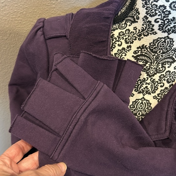 Kut from the Kloth Purple Ruffle Peacoat Trench Jacket Women's size Medium - Picture 5 of 8
